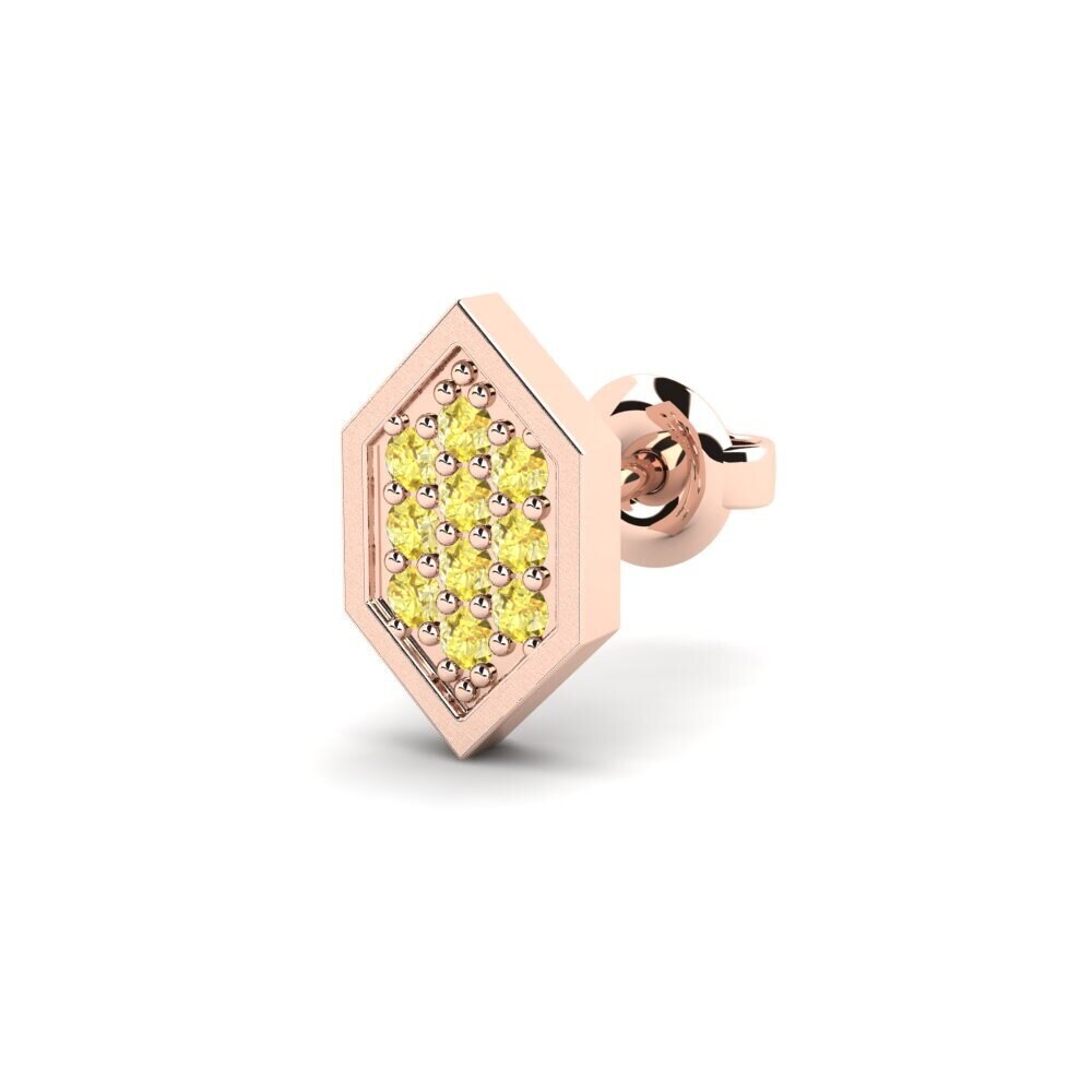 9ct Rose Gold Yellow Sapphire Men's Earring Mercedario