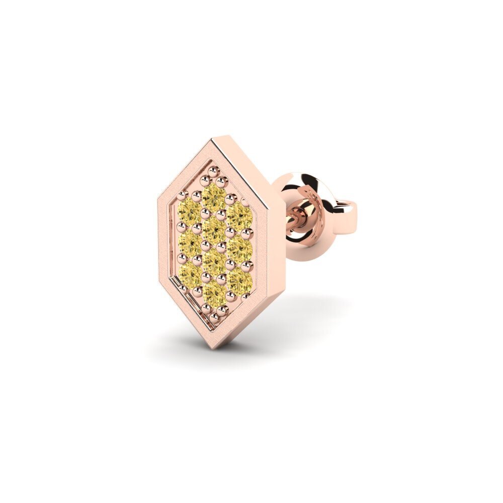 14ct Rose Gold Yellow Diamond Men's Earring Mercedario