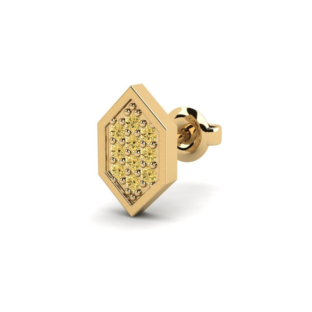 14ct Yellow Gold Yellow Diamond Men's Earring Mercedario