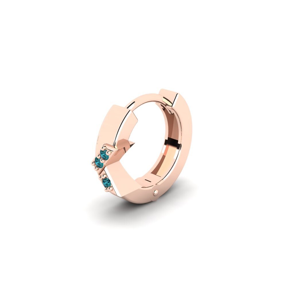 14ct Rose Gold Blue Diamond Men's Earring Terjamin