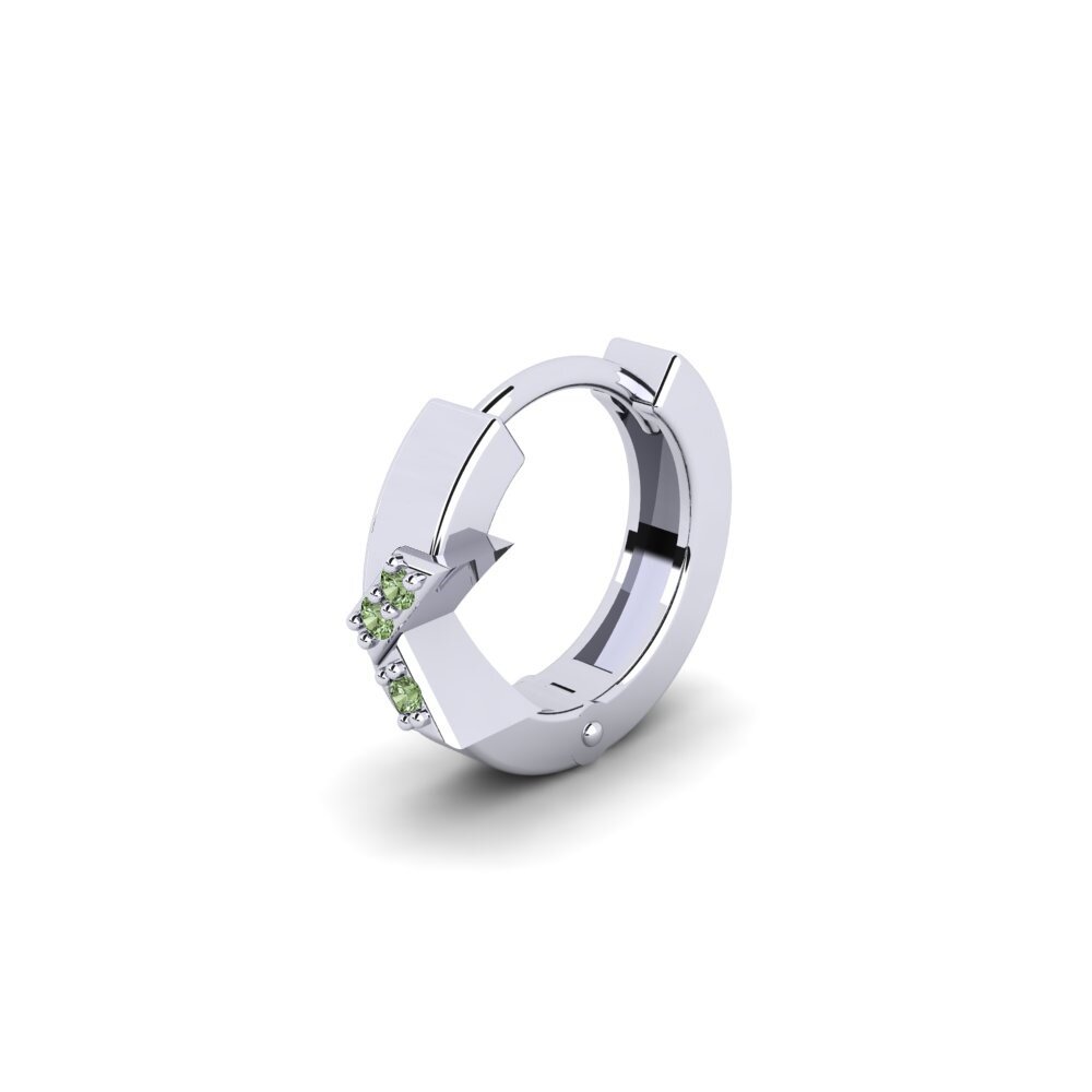 9k Oro Blanco Diamante Verde Pendiente para hombre Terjamin