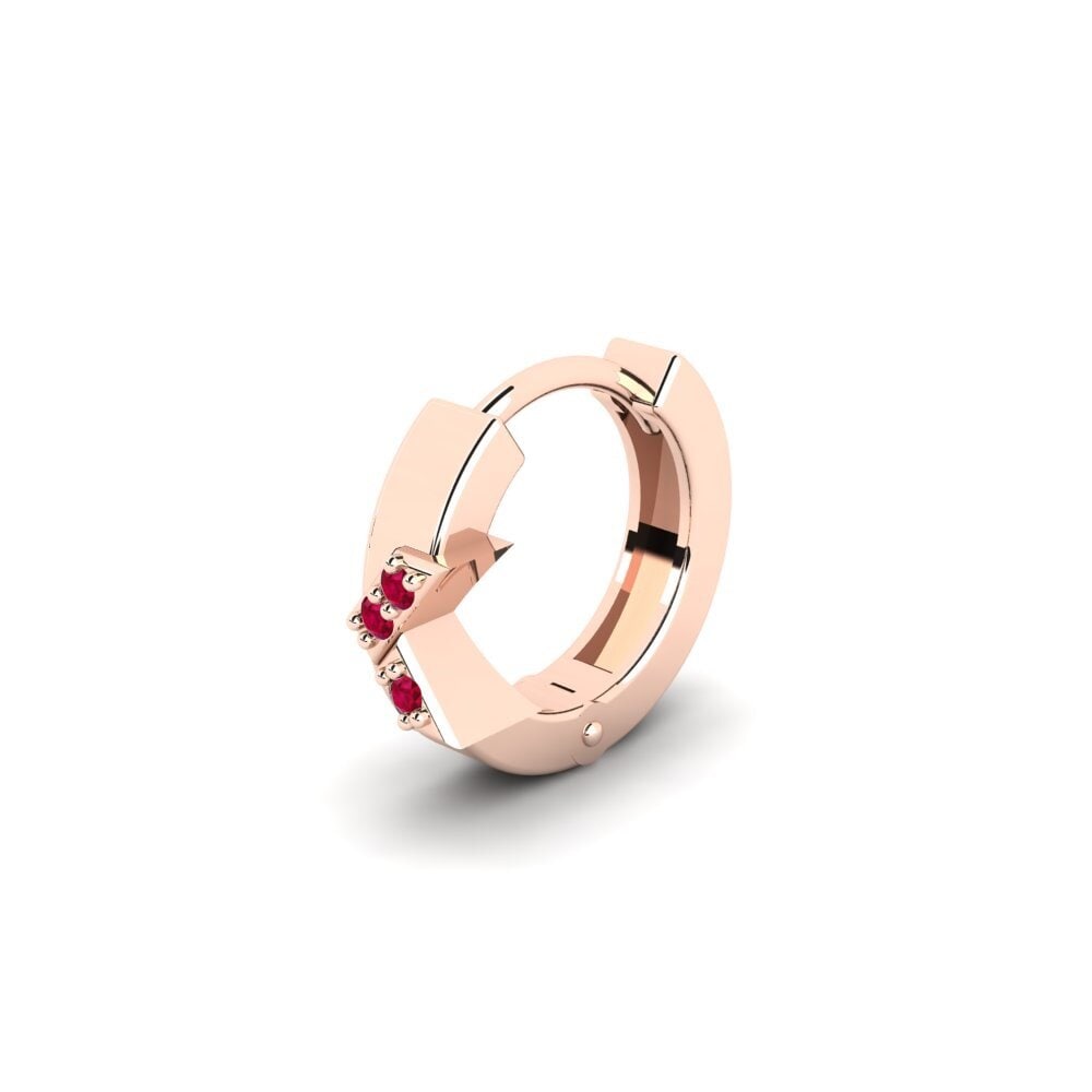18ct Rose Gold Ruby Men's Earring Terjamin