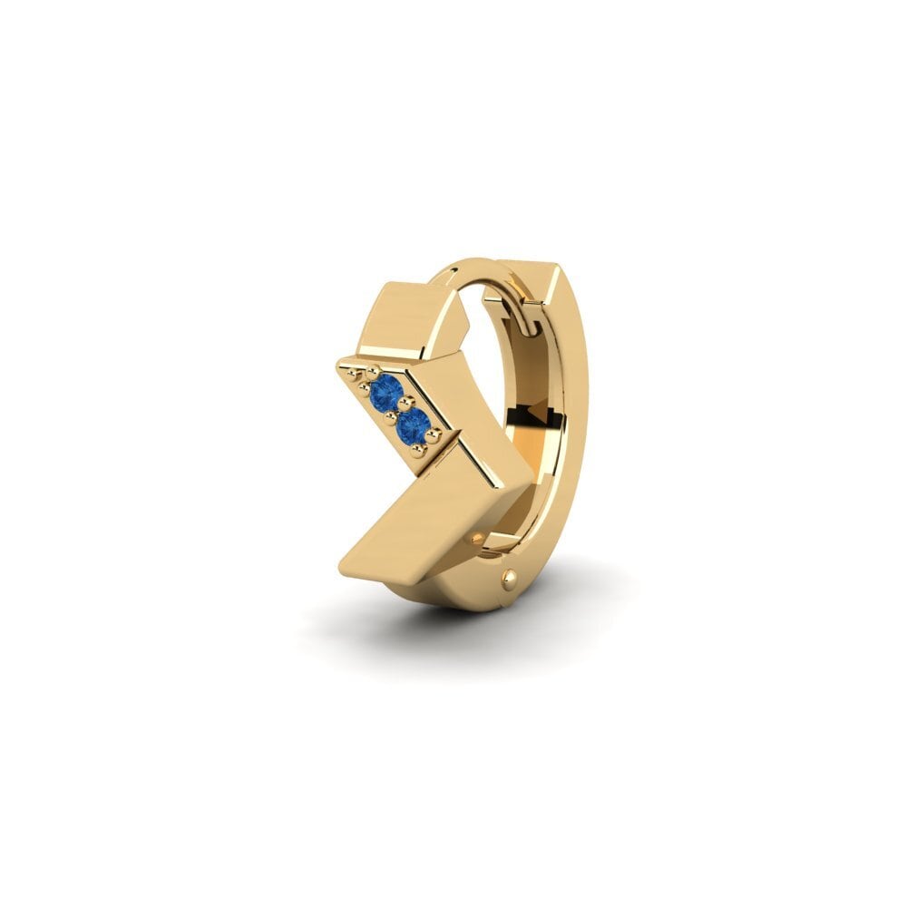 9ct Yellow Gold Dark Blue Zirconia Men's Earring Samiopoula