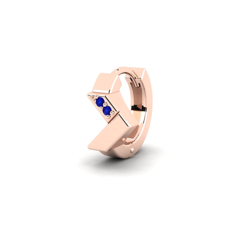 14ct Rose Gold Sapphire Men's Earring Samiopoula