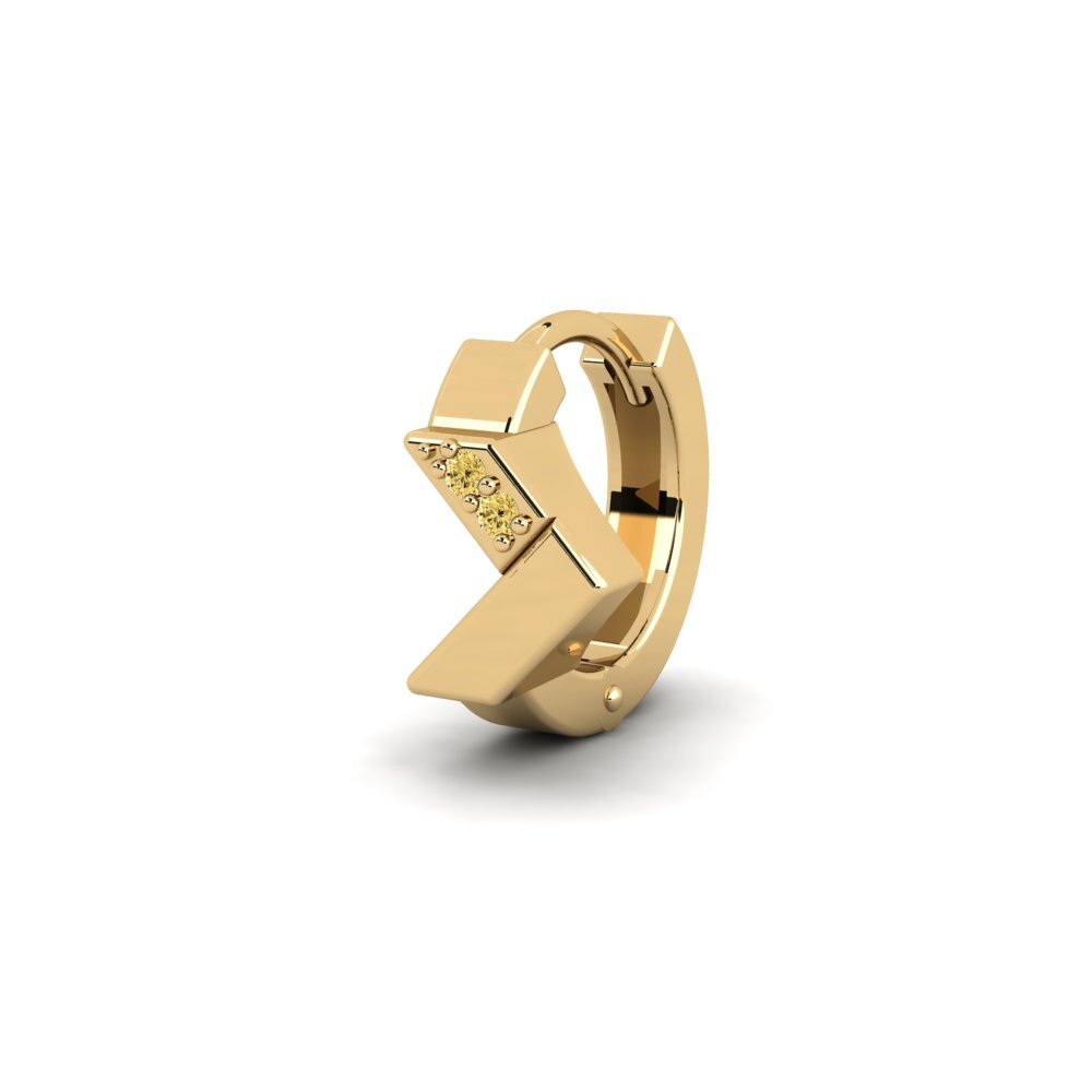 14ct Yellow Gold Yellow Diamond Men's Earring Samiopoula