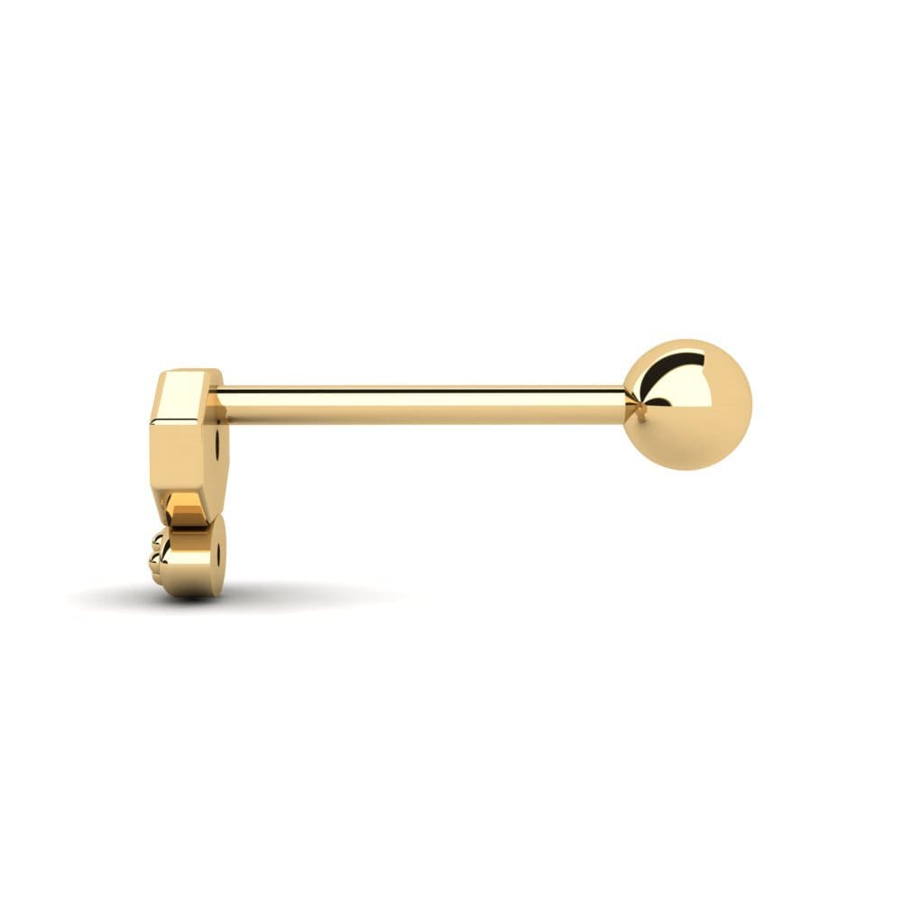 9ct Yellow Gold Red Zirconia Men's Piercing Uinta