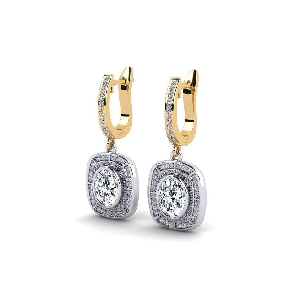 14k Oro Amarillo & Blanco Pendiente de mujer Aerg