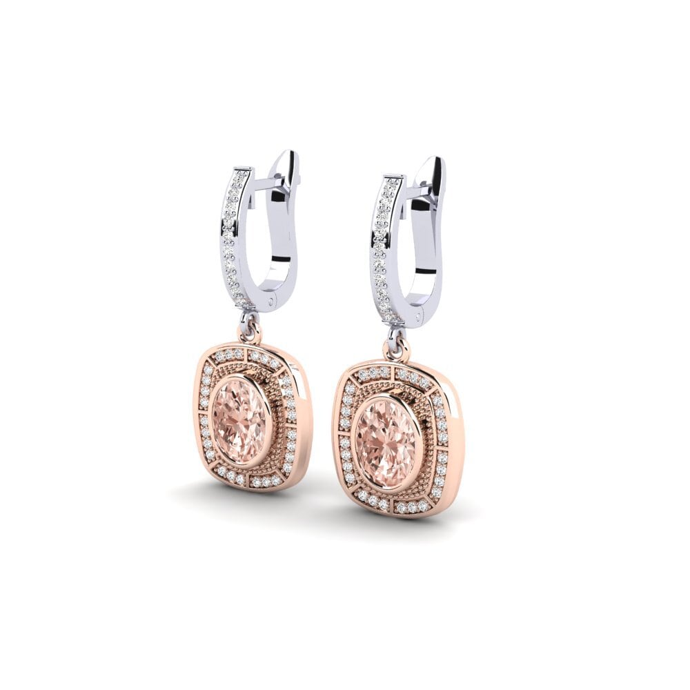 14ct White & Rose Gold Morganite Women's Earring Aerg