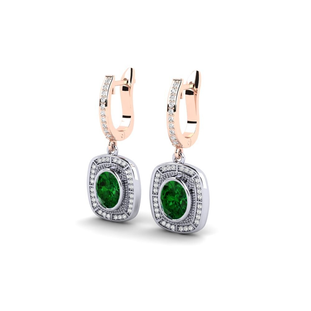 Vermelho & Branco-14K Tsavorite Brincos Feminino Aerg