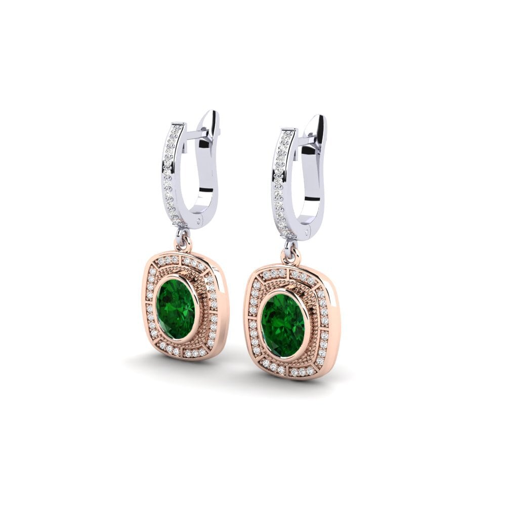 14ct White & Rose Gold Tsavorite Women's Earring Aerg