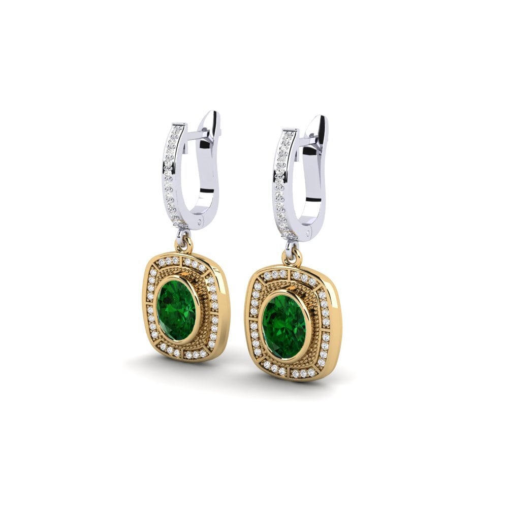 750 Weiß & Gelbgold Tsavorit Damen ohrring Aerg