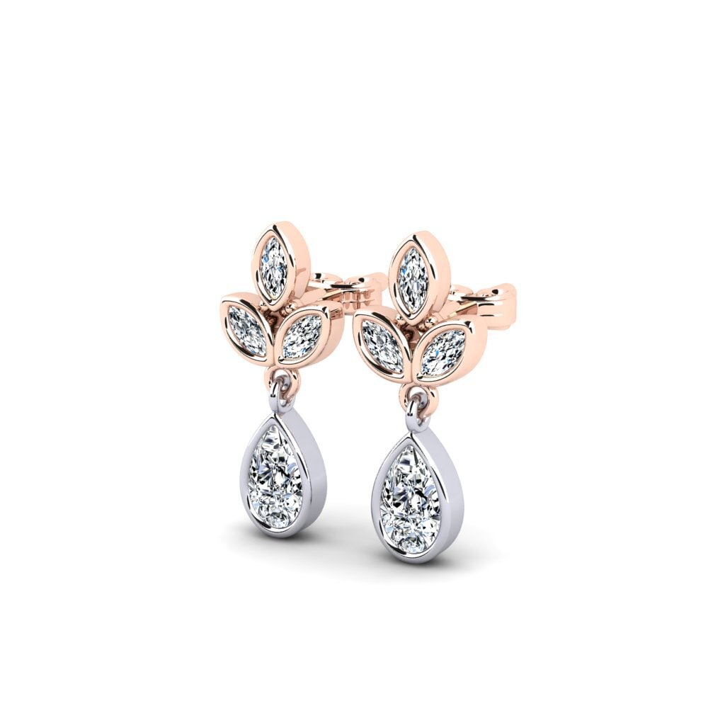 9k Oro Rosa/Blanco Pendiente de mujer Alogiy