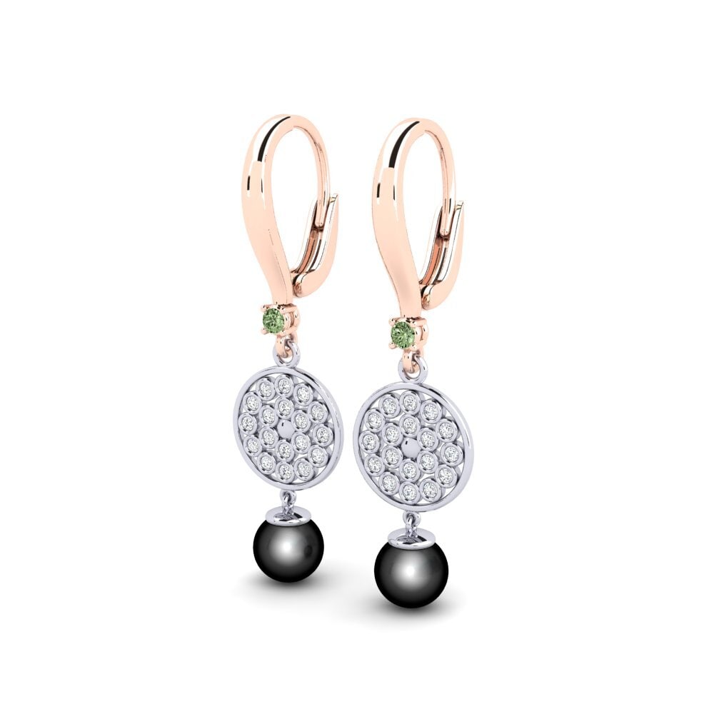 9k Oro Rosa & Blanco Diamante Verde Pendiente de mujer Annoliba