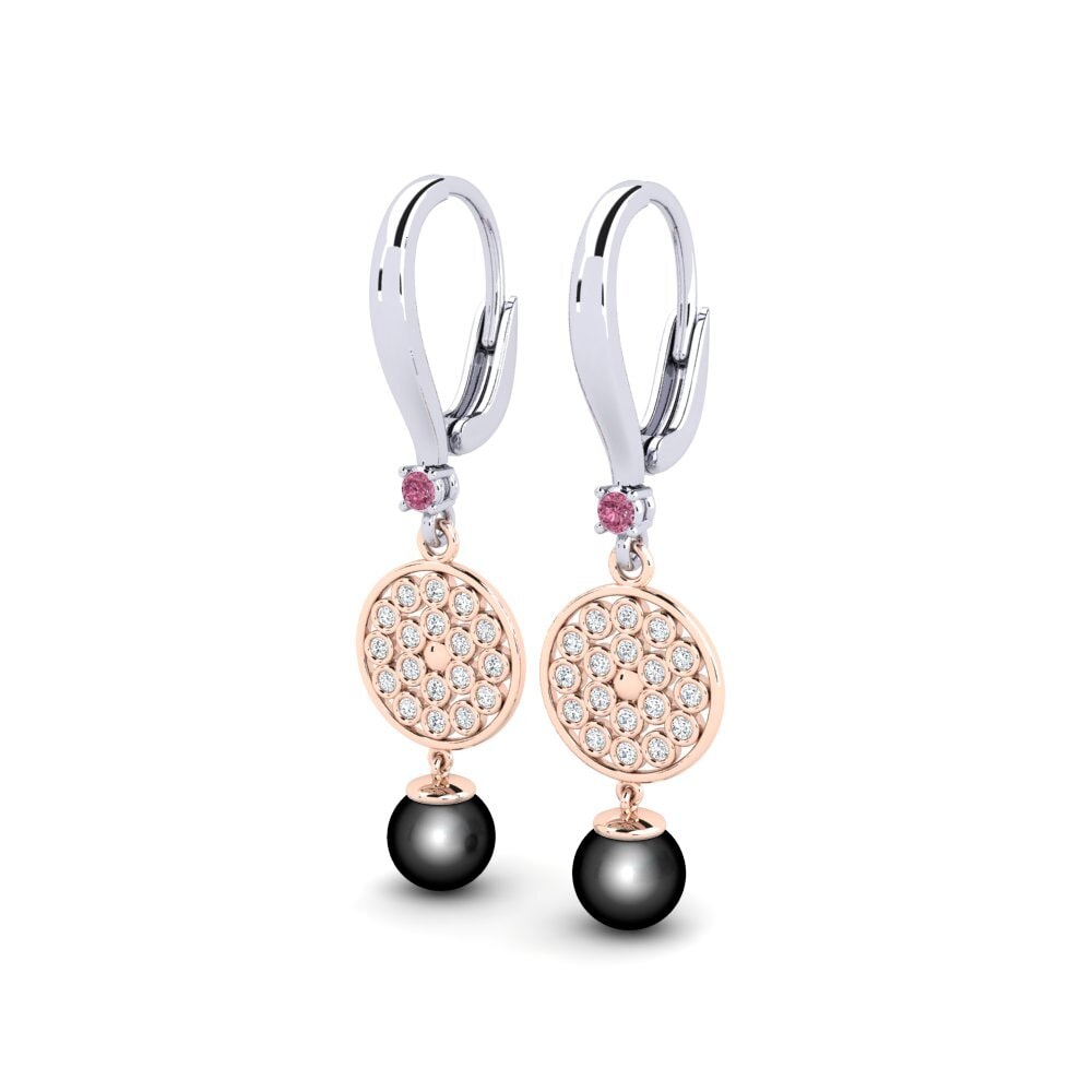 9ct White & Rose Gold Rhodolite Garnet Women's Earring Annoliba