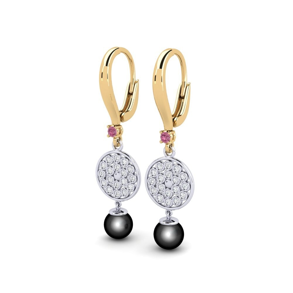 9ct Yellow & White Gold Rhodolite Garnet Women's Earring Annoliba