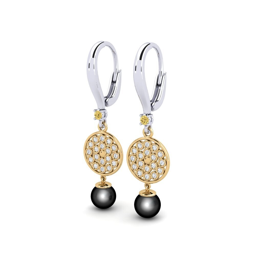 18ct White & Yellow Gold Yellow Diamond Women's Earring Annoliba