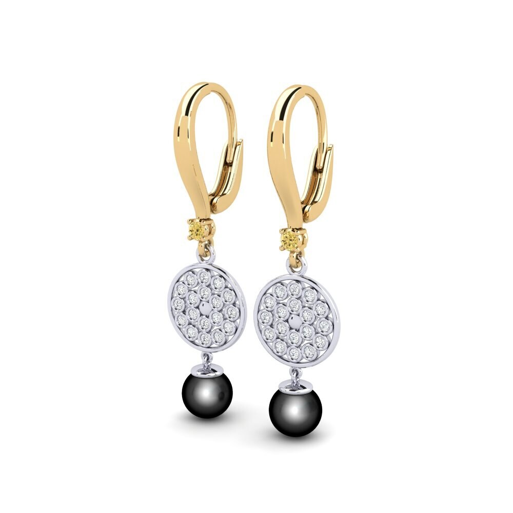 18ct Yellow & White Gold Yellow Diamond Women's Earring Annoliba