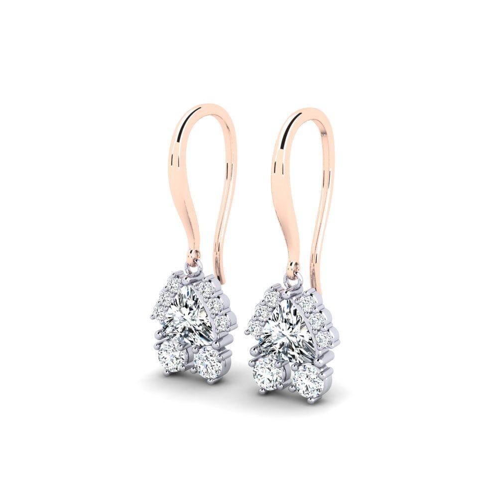 14k Oro Rosa & Blanco Trillón Pendiente de mujer Cipango