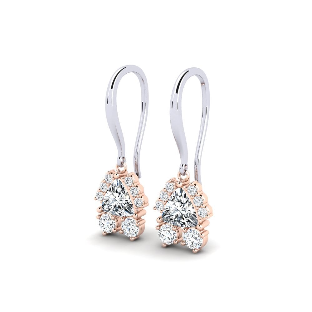 14k Oro Blanco & Rosa Trillón Pendiente de mujer Cipango