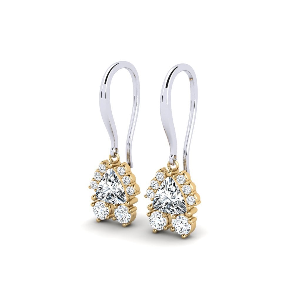 14k Oro Blanco / Amarillo Trillón Pendiente de mujer Cipango