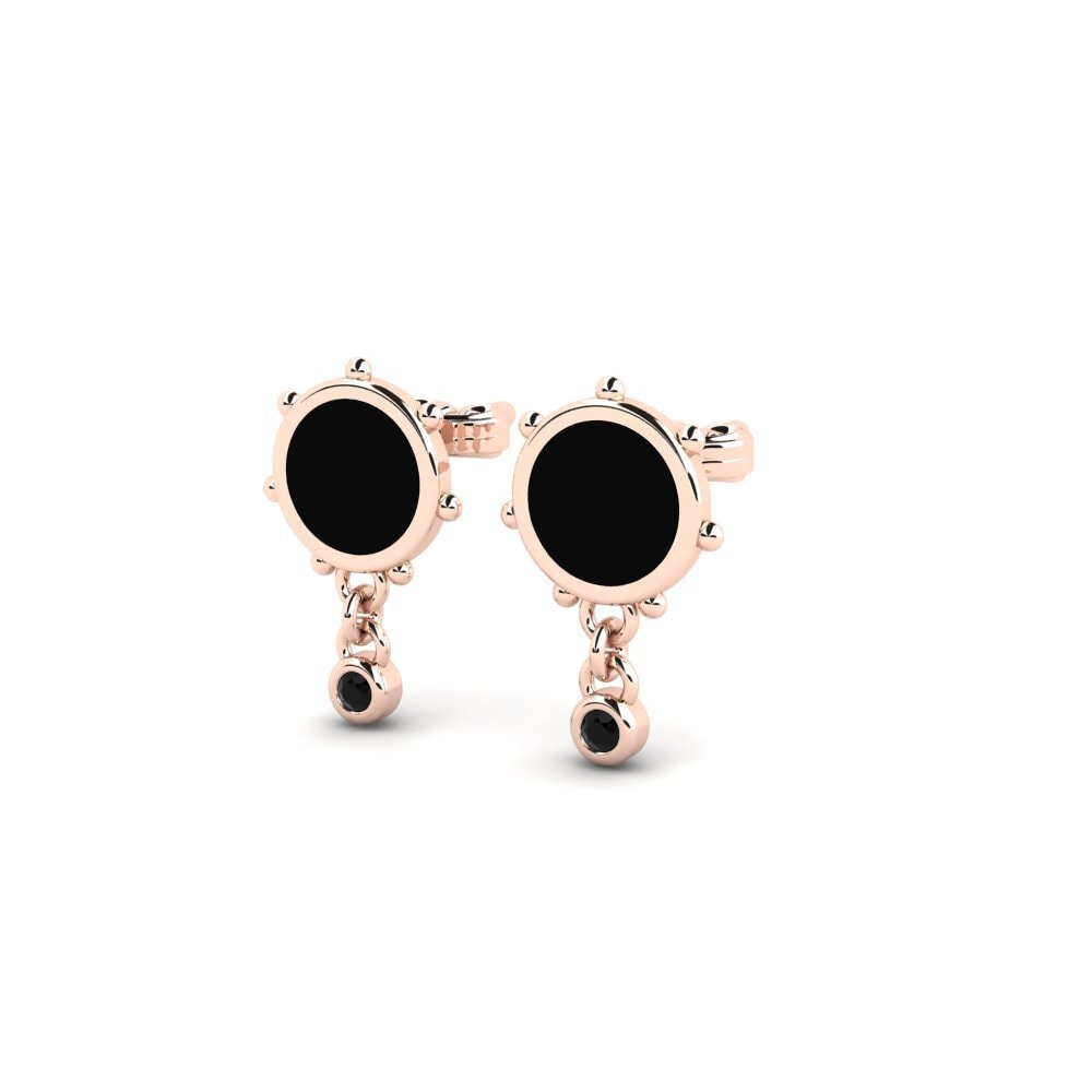 14ct Rose Gold Black Sapphire Women's Earring Encore