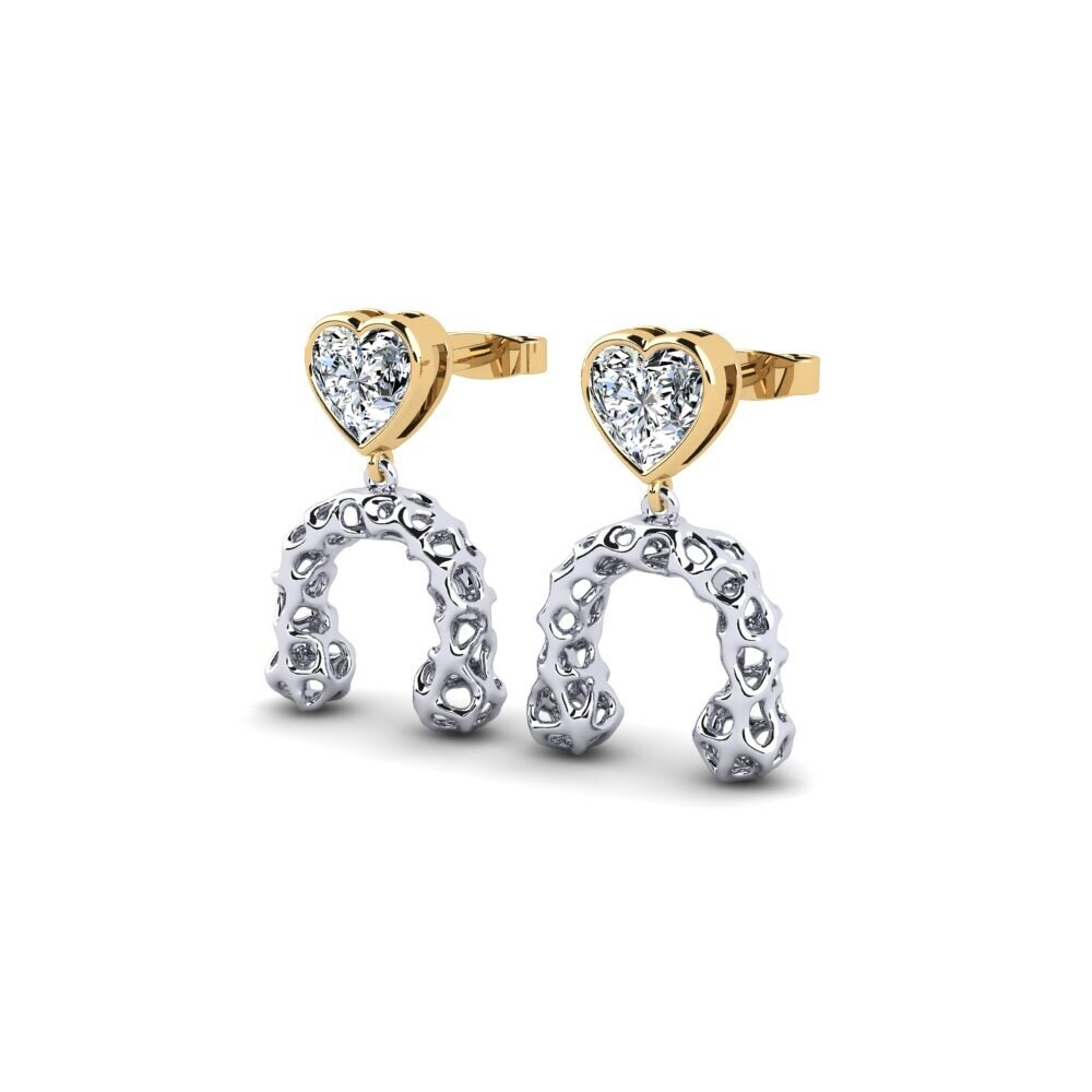 9k Oro Blanco & Amarillo Pendiente de mujer Lalas