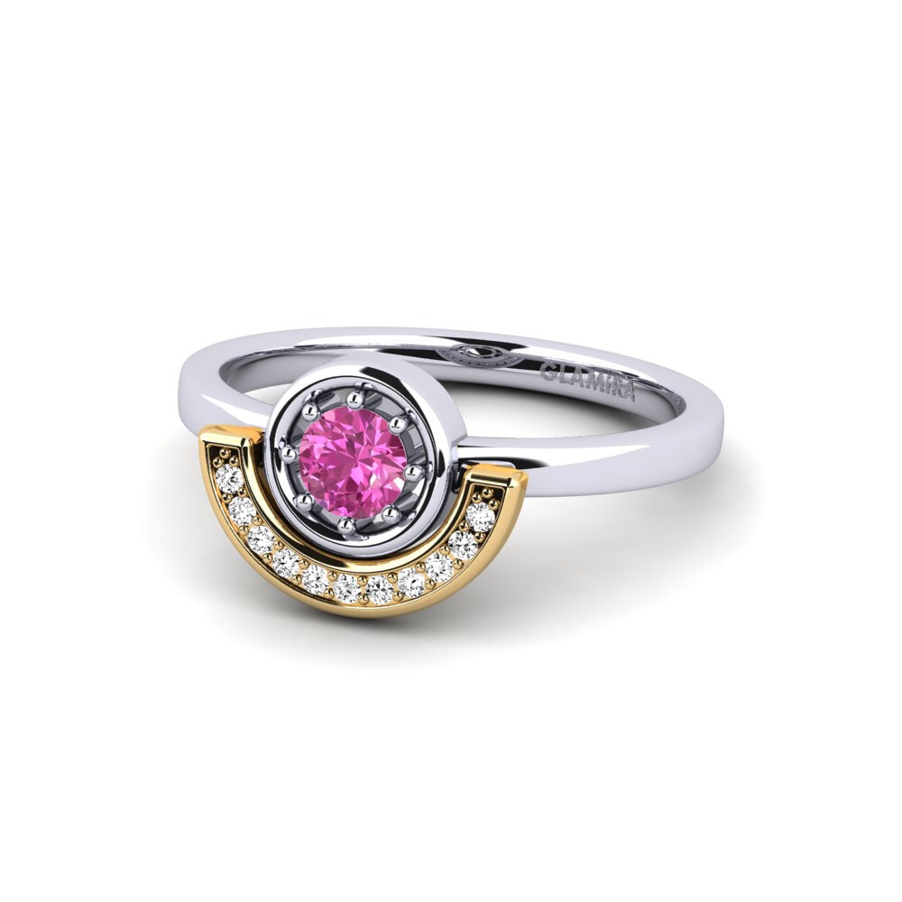 14k Oro Blanco & Amarillo Topacio Rosa Anillo de compromiso Erosta