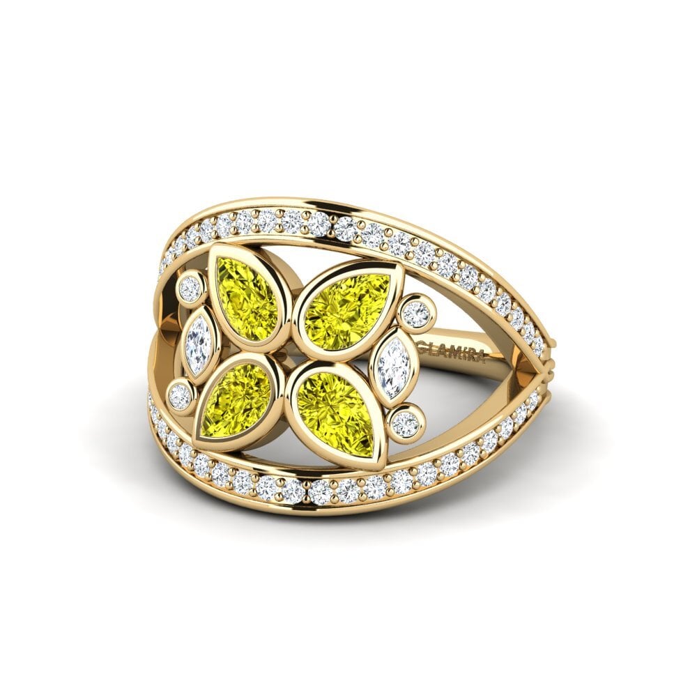 Diamante Amarelo Anel de Noivado Grigs