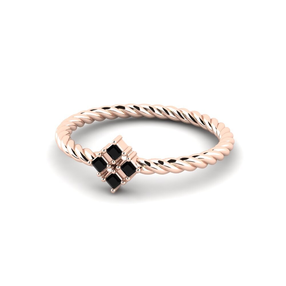 14ct Rose Gold Black Onyx Engagement Ring Marrakes