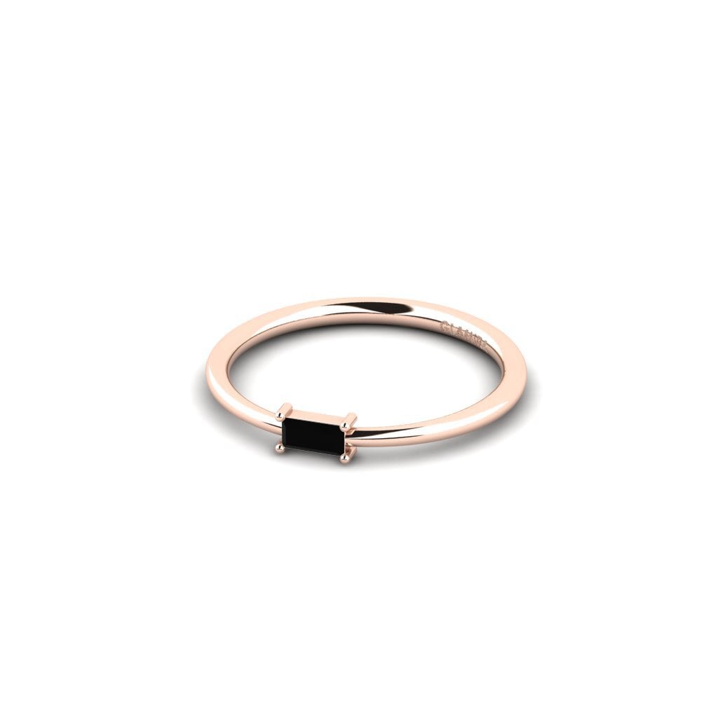 14ct Rose Gold Black Onyx Engagement Ring Nadata
