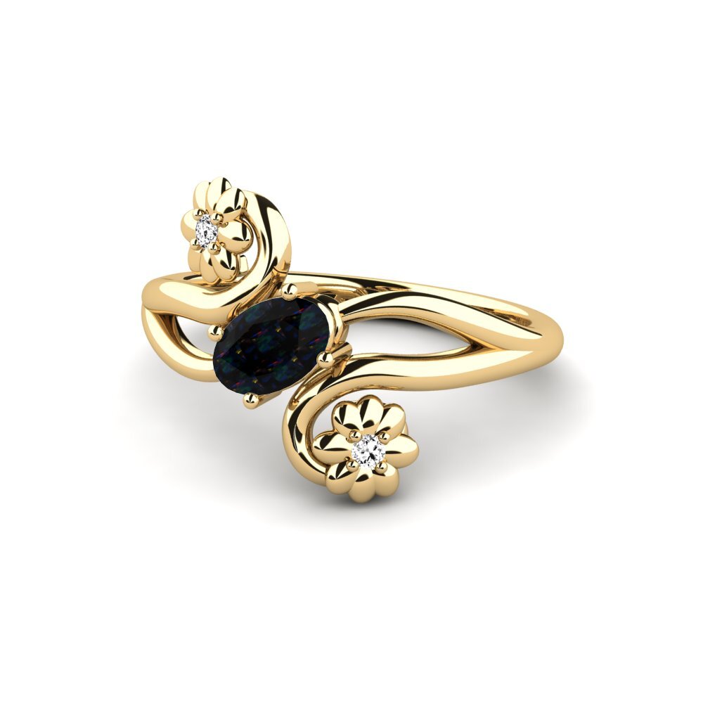 Black Opal Engagement Ring Ofunor