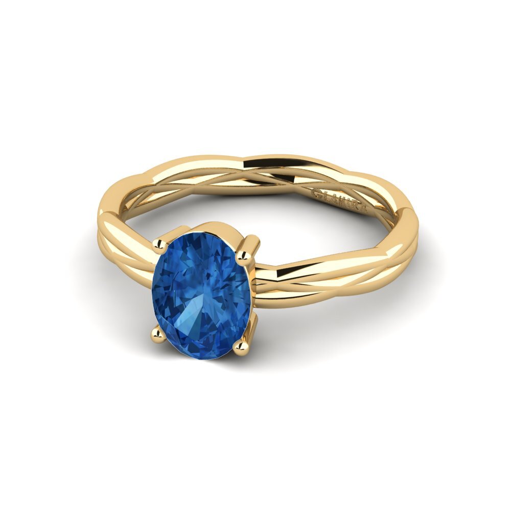 Circonita Azul Oscuro Anillo de compromiso Ovaies