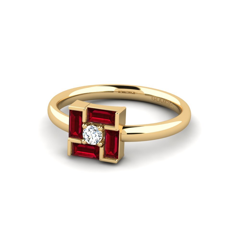 Red Zirconia Engagement Ring Pleione