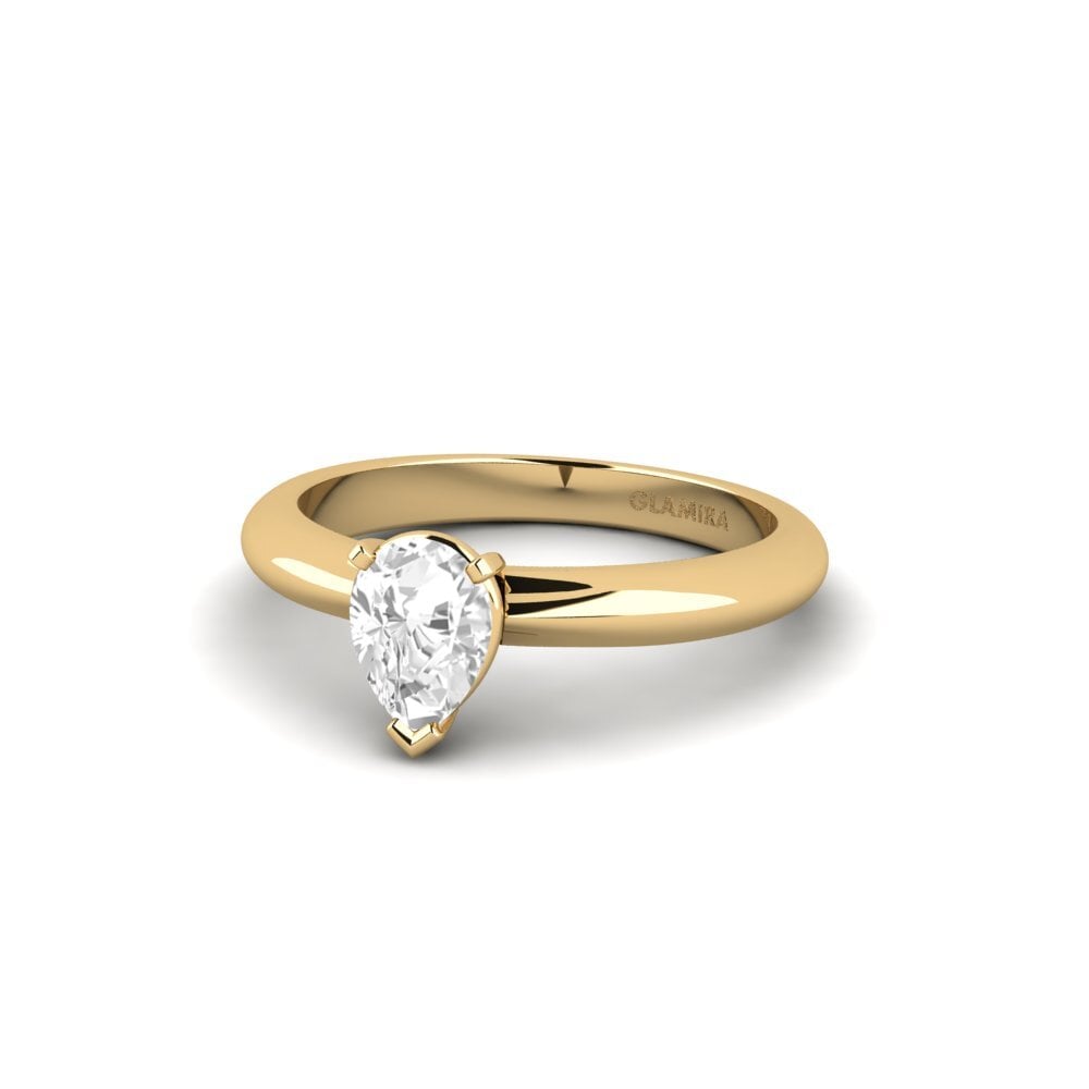 18k Oro Amarillo Zafiro blanco Anillo de compromiso Ragging - 0.65 crt