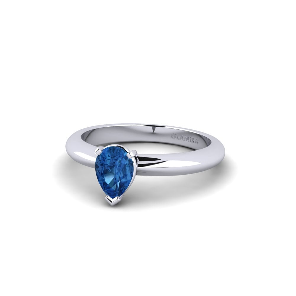 Circonita Azul Oscuro Anillo de compromiso Ragging - 0.65 crt