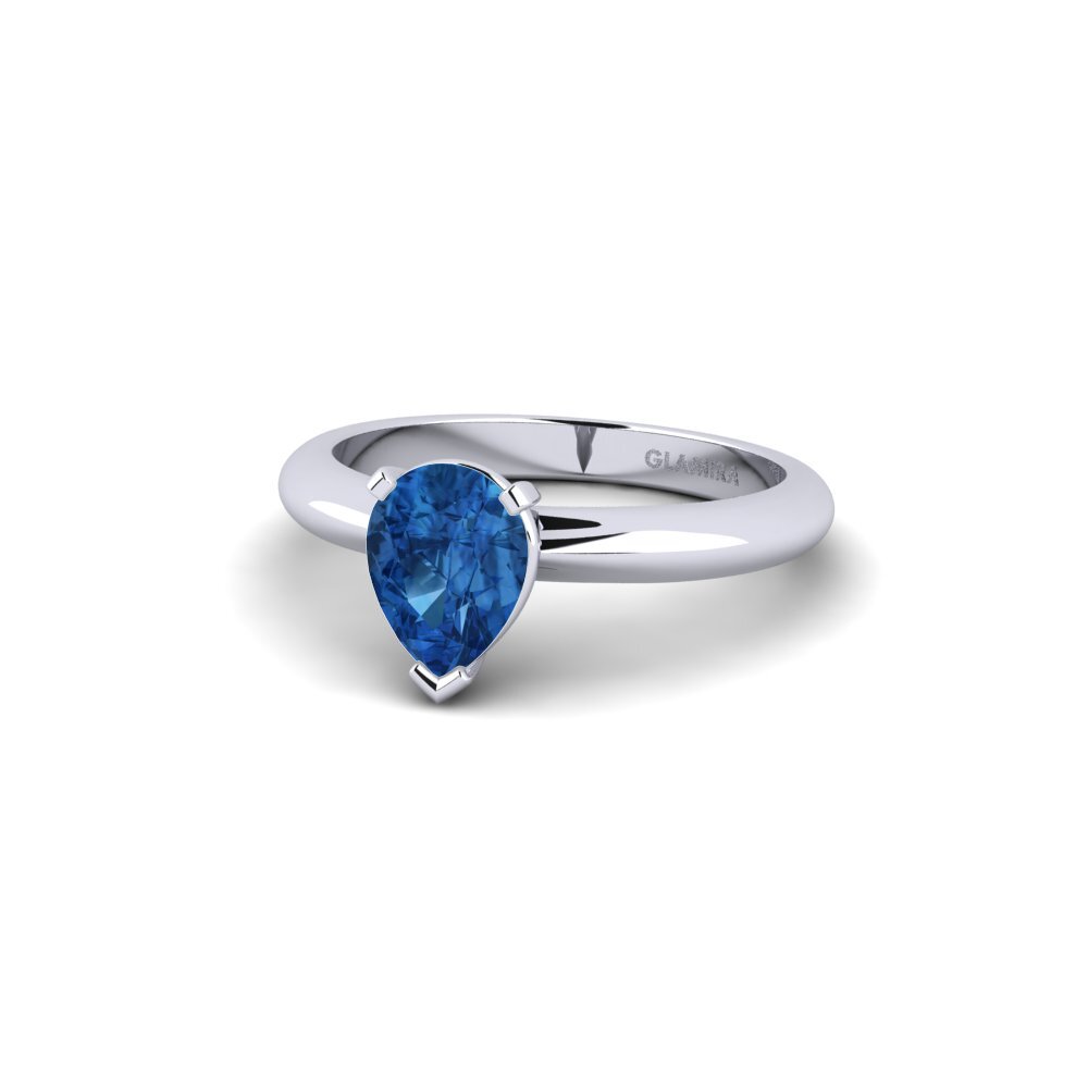 Circonita Azul Oscuro Anillo de compromiso Ragging - 0.96 crt