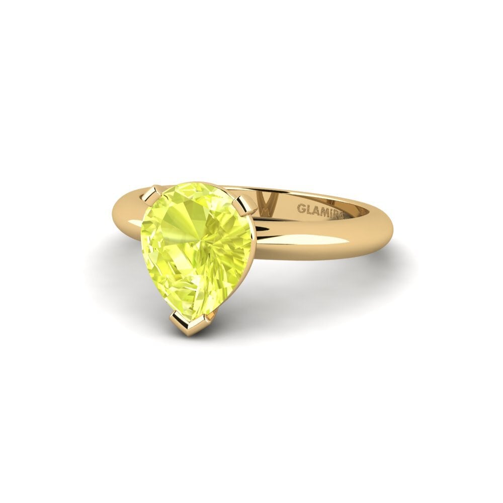 14k Oro Amarillo Cuarzo Limón Anillo de compromiso Ragging - 2.10 crt