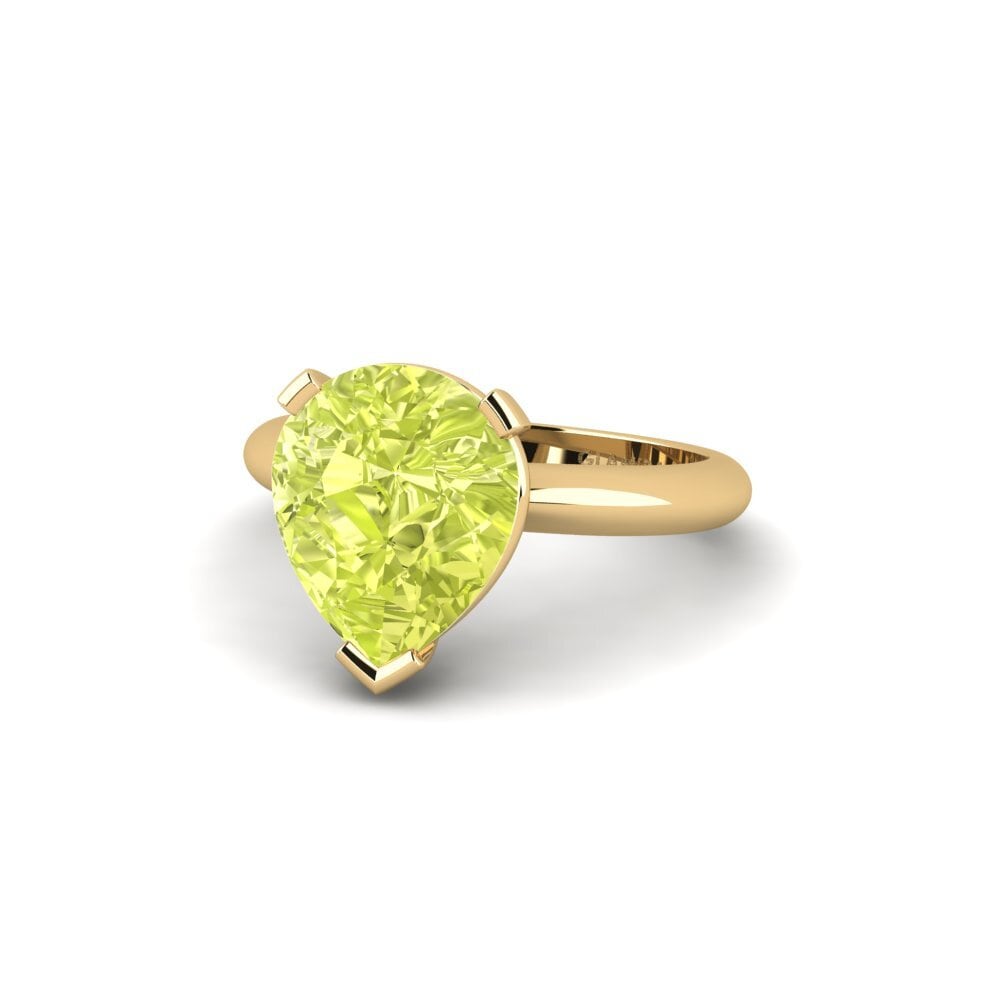 14k Oro Amarillo Cuarzo Limón Anillo de compromiso Ragging - 4.0 crt