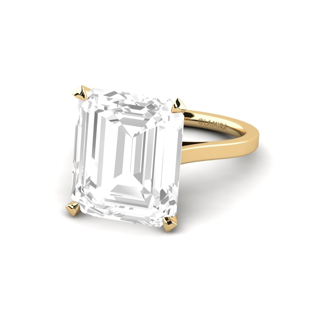 9k Oro Amarillo Topacio blanco Anillo de compromiso Sentiment - 11.00 crt