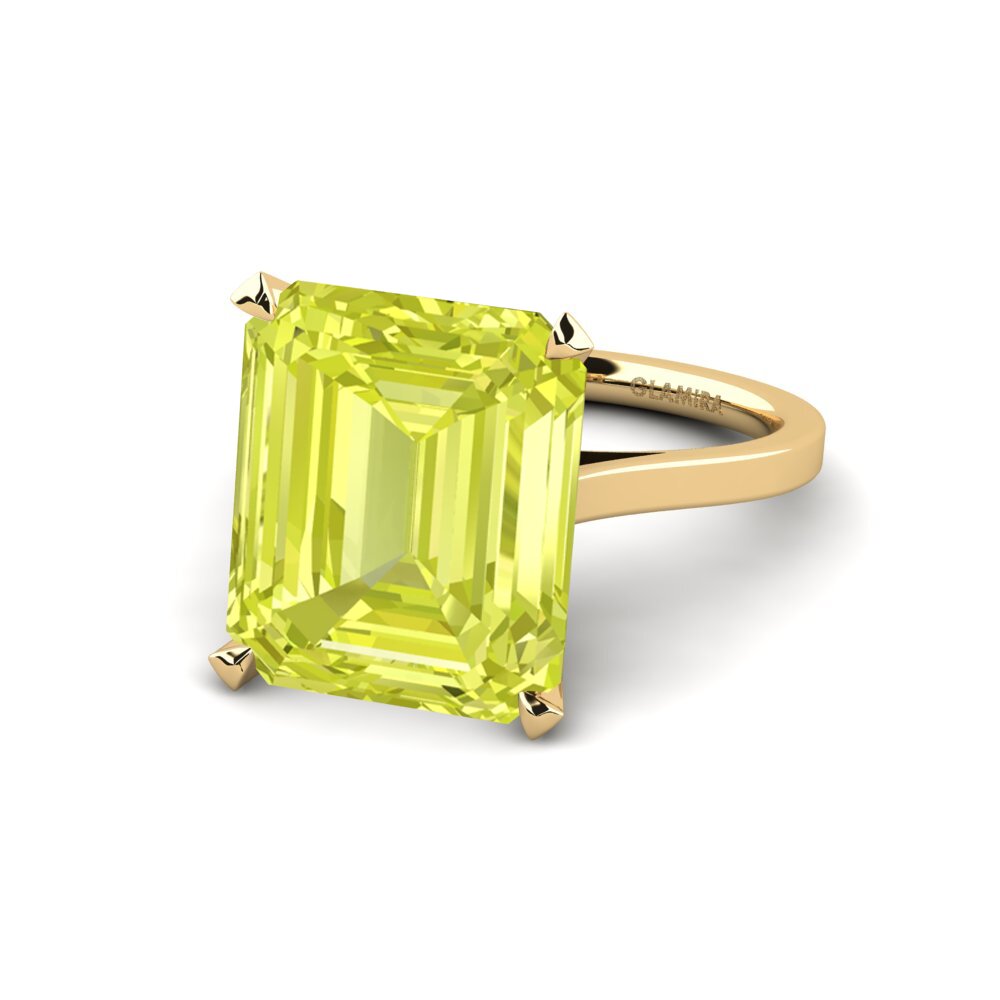 14k Oro Amarillo Cuarzo Limón Anillo de compromiso Sentiment - 11.00 crt