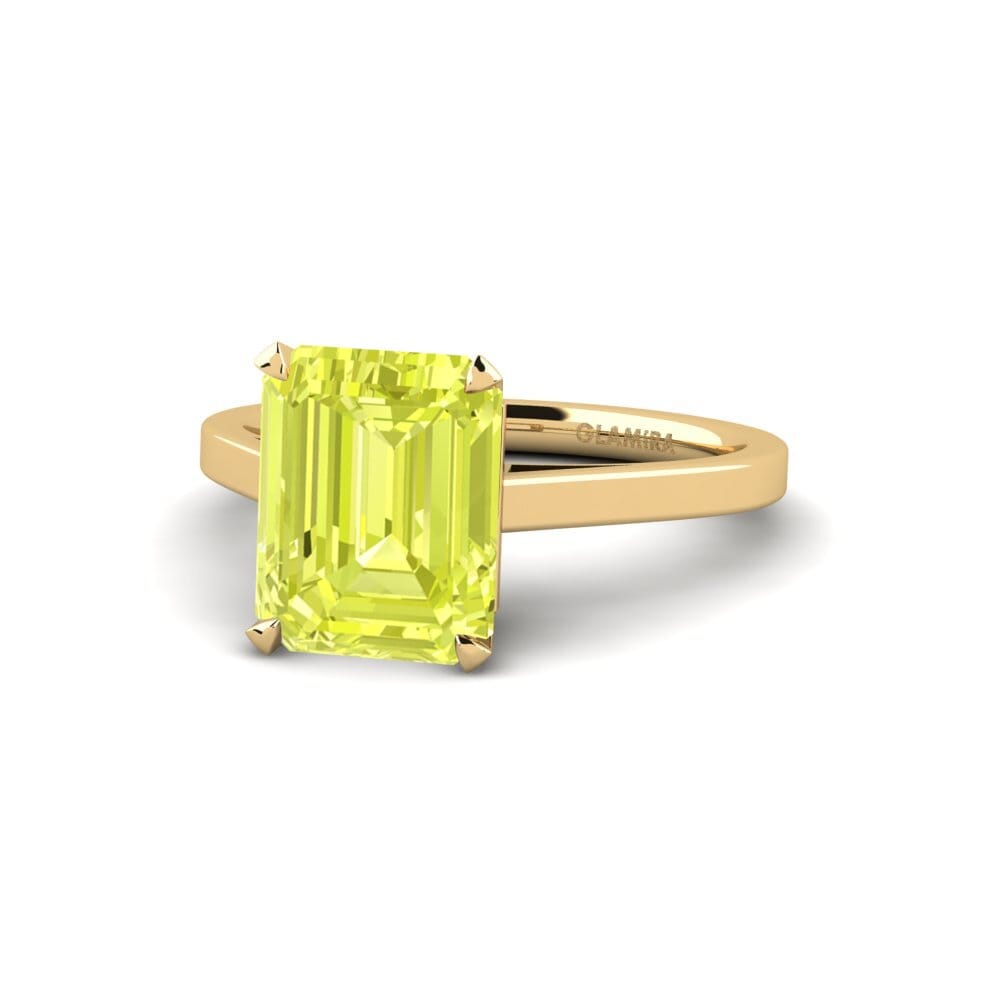14k Oro Amarillo Cuarzo Limón Anillo de compromiso Sentiment - 3.70 crt