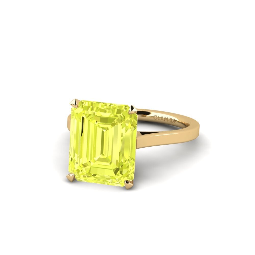 14k Oro Amarillo Cuarzo Limón Anillo de compromiso Sentiment - 7.0 crt