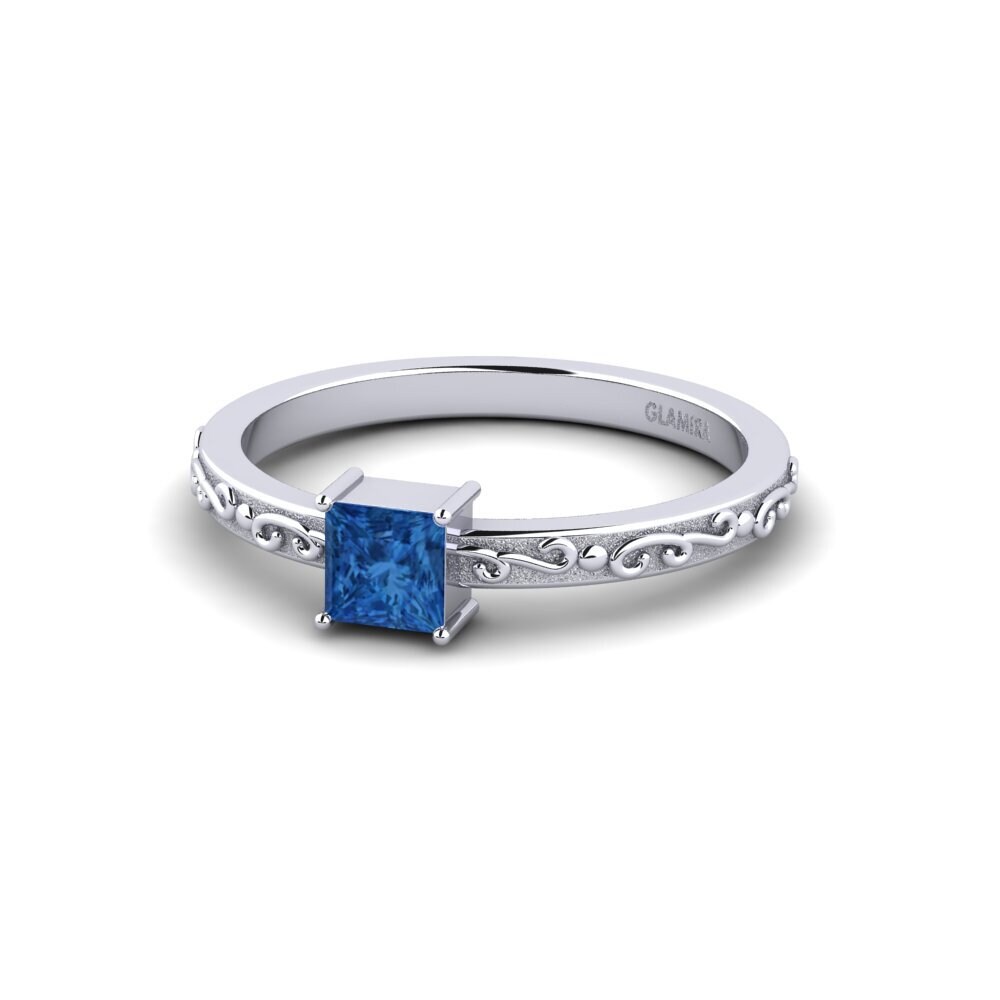 Circonita Azul Oscuro Anillo de compromiso Soulas