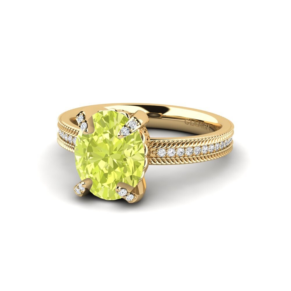14k Oro Amarillo Cuarzo Limón Anillo de compromiso Speen