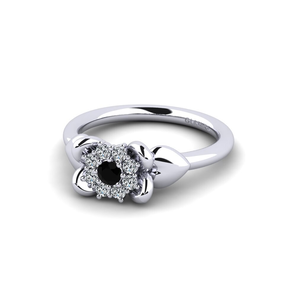14ct White Gold Round Black Diamond Engagement Ring Ultrea
