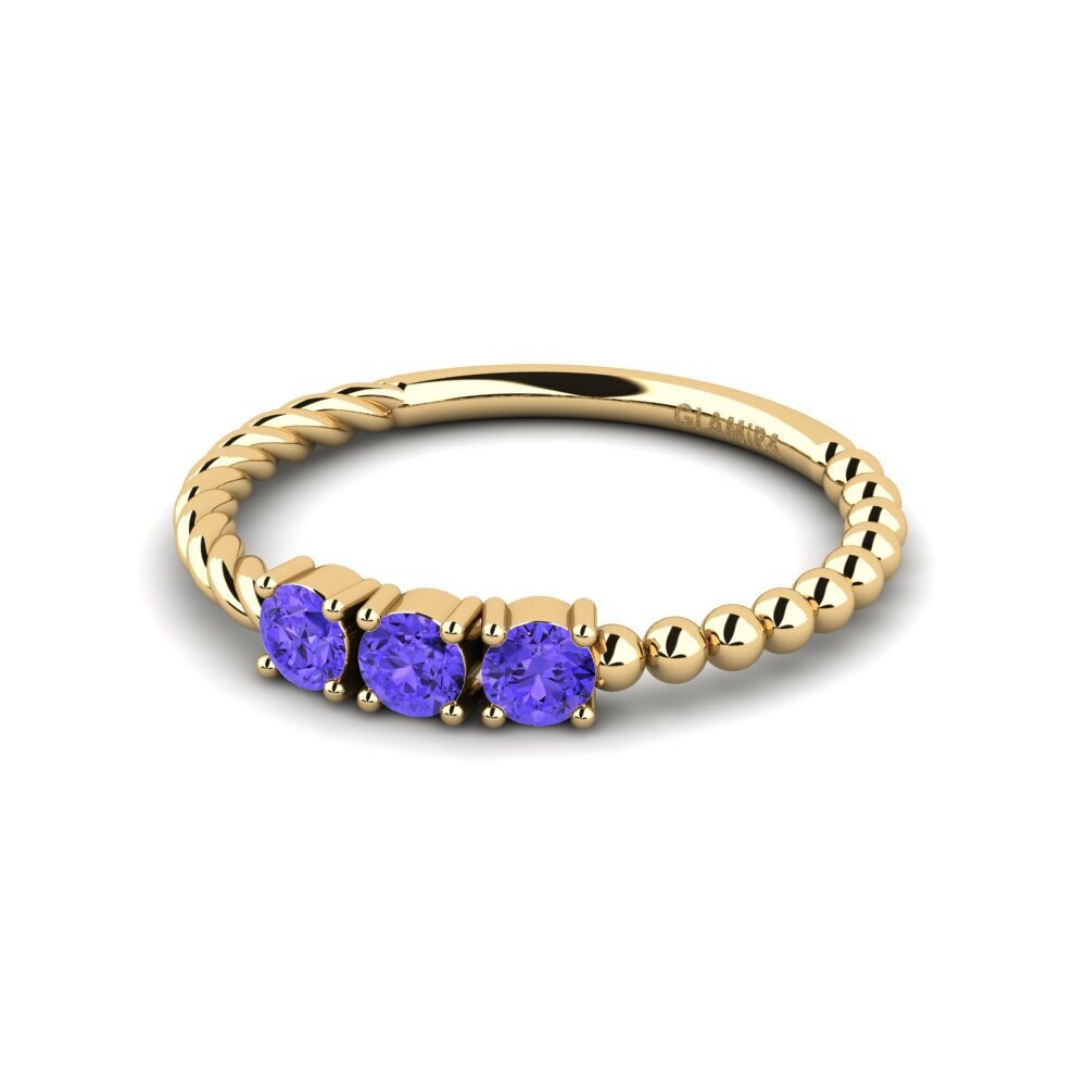 18k Oro Amarillo Tanzanita Anillo de compromiso Wersa
