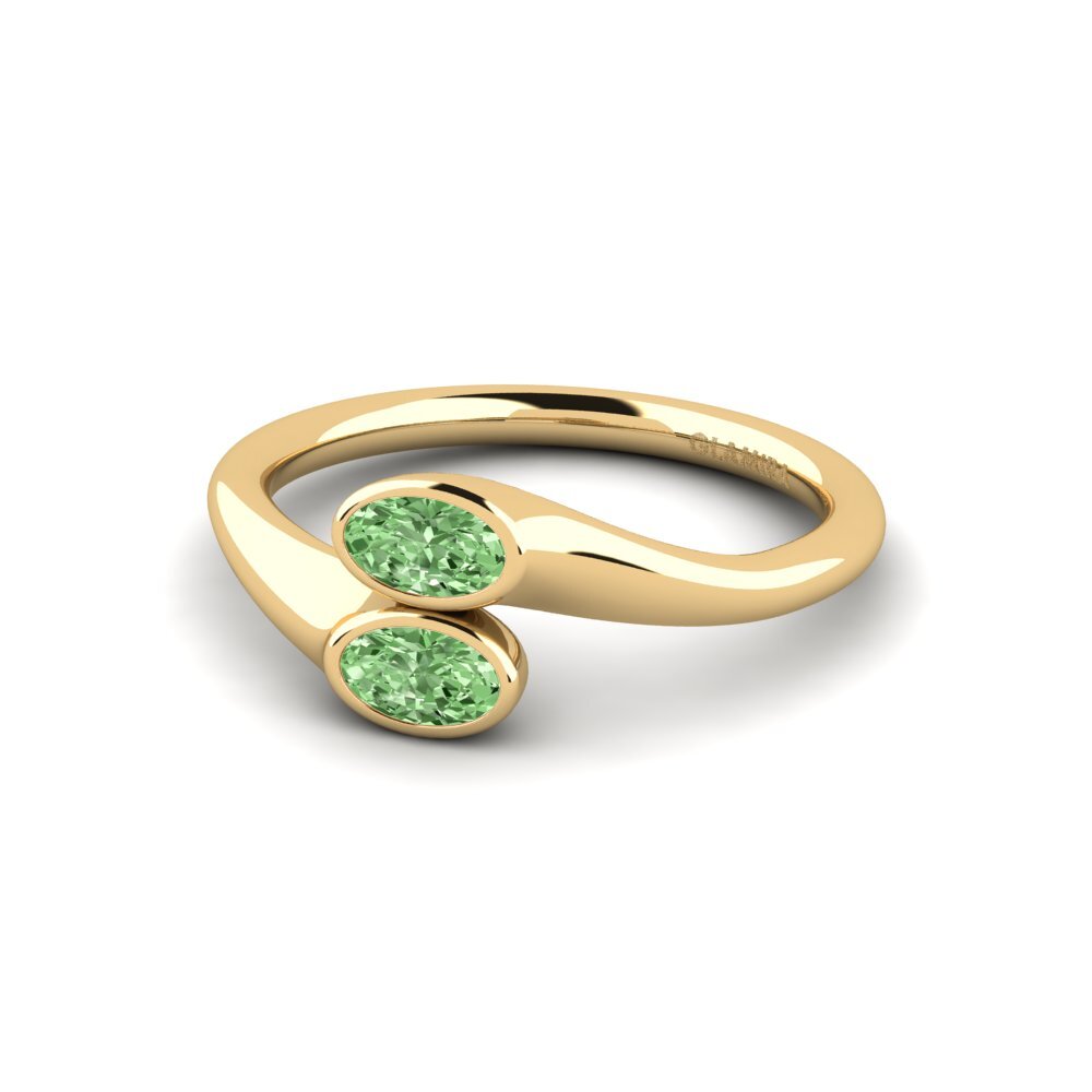 Grüner Diamant Verlobungsring Gokt
