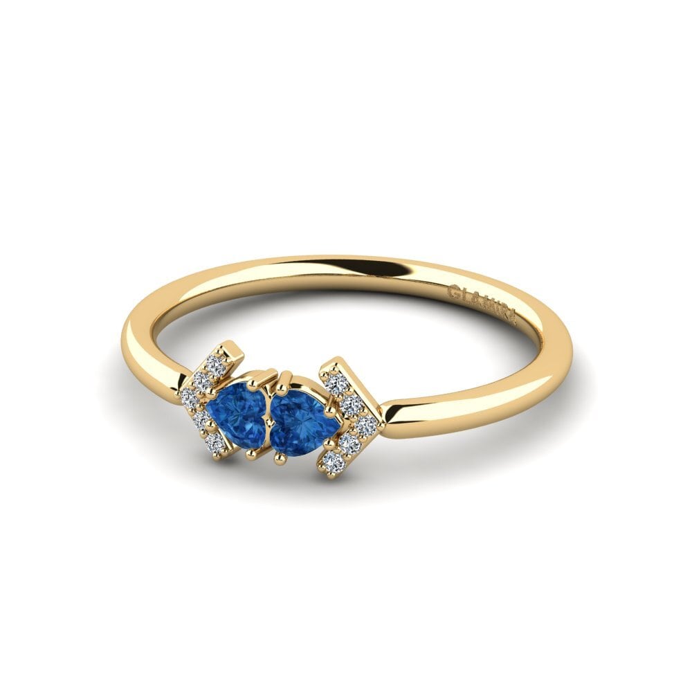 Zircônia azul escuro Anel Pusher