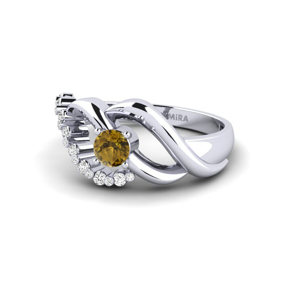950 Platinum Brown Zircon Ring Roin