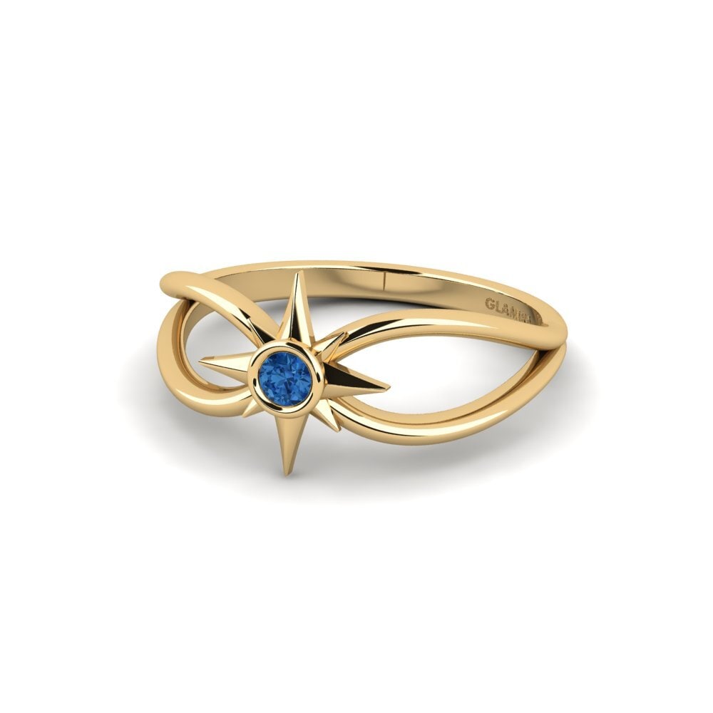 Zircônia azul escuro Anel Umaren